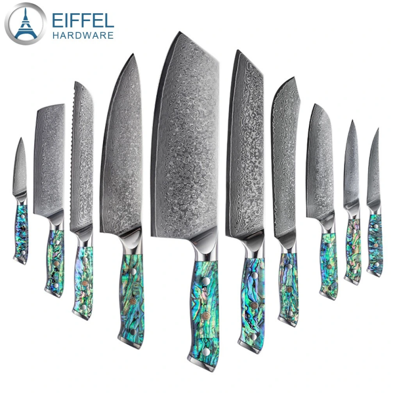 Professional Japanese Style 8 Inch Chef Knife Abalone Handle Damascus High Carbon Steel Kitchen Kniv