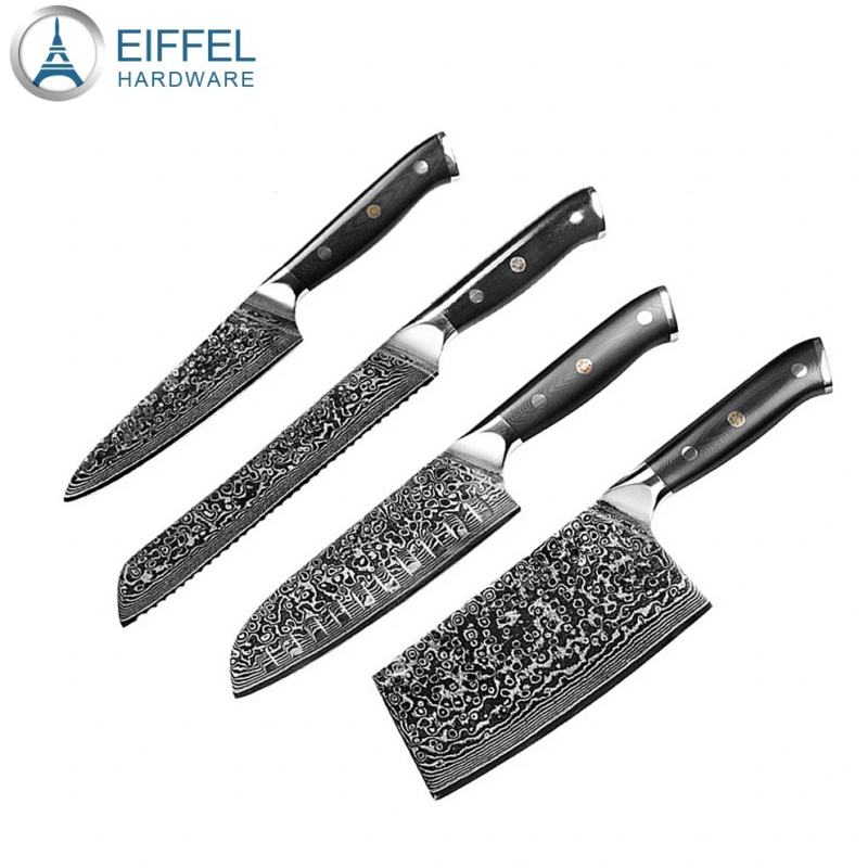 Wholesale Vg 10 Damascus Carbon Steel Santoku Knife with G10 Handle-EDK04G100014