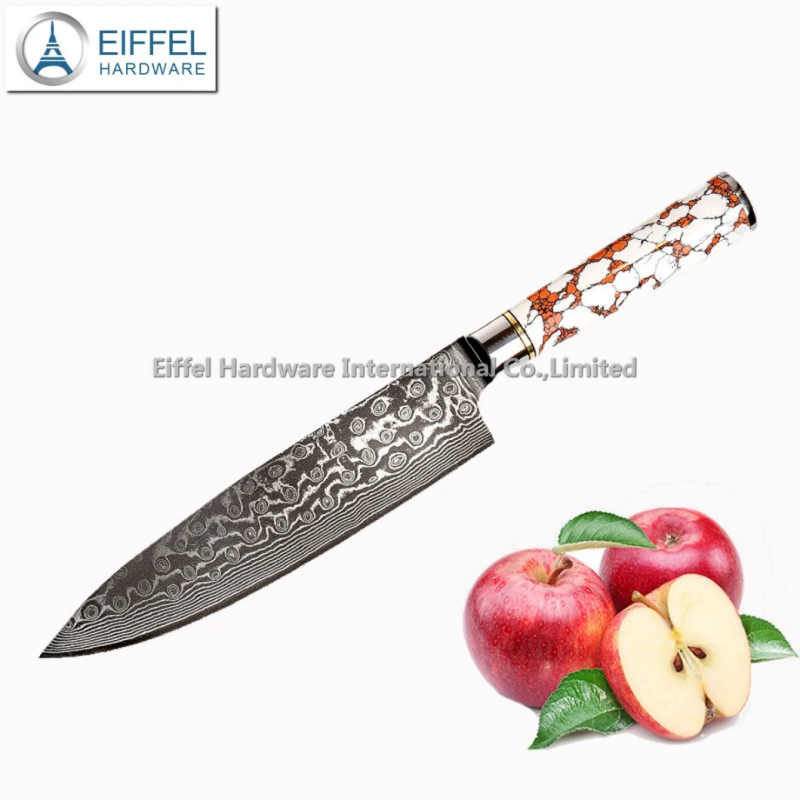 Rts Damascus Kitchen Knife Chef Knife Utility Knife Cleaver Gift Knife with Nice Handle-EDK01G100003