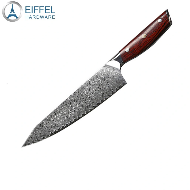 OEM High Quality Damascus Knife with Red Sandal Wood Handle-EDK01WD0040R