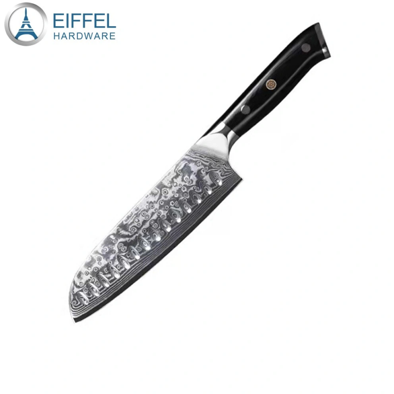 Classic Damascus Pattern Japanese Vg 10 Steel 7 Inch Santoku Knife Chef Knife with G10 Handle-EDK04G