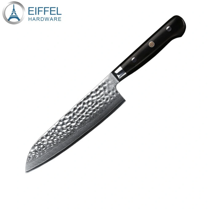 OEM 7 Inch Damascus Santoku Knife Chef Knife Kitchen Knife with Ebony Handle-EDK05WD0041