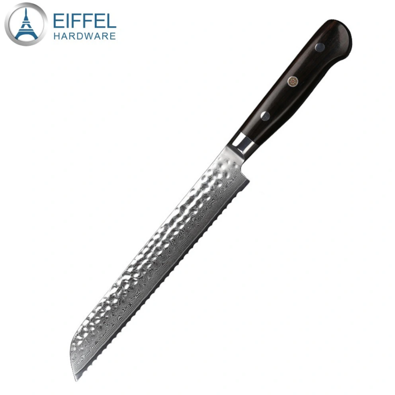 Yangjiang Damascus High Carbon Steel Bread Knife with Ebony Handle-EDK05WD0041