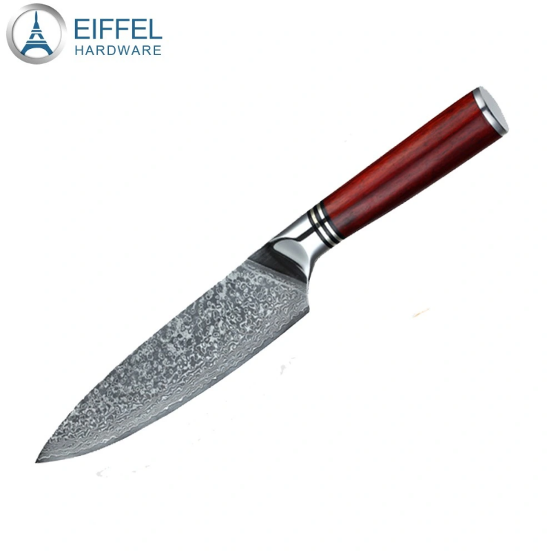 Wholesal 67layer Vg10 High Quality Damascus Steel Kitchen Knife with Wood Handle and Knife Sheath-ED