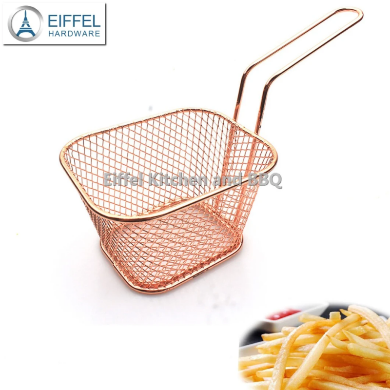 Rts Food Grade Stainless Steel Fring Bakset Metal Frying Bakset (golden color)-EFR01SS0006