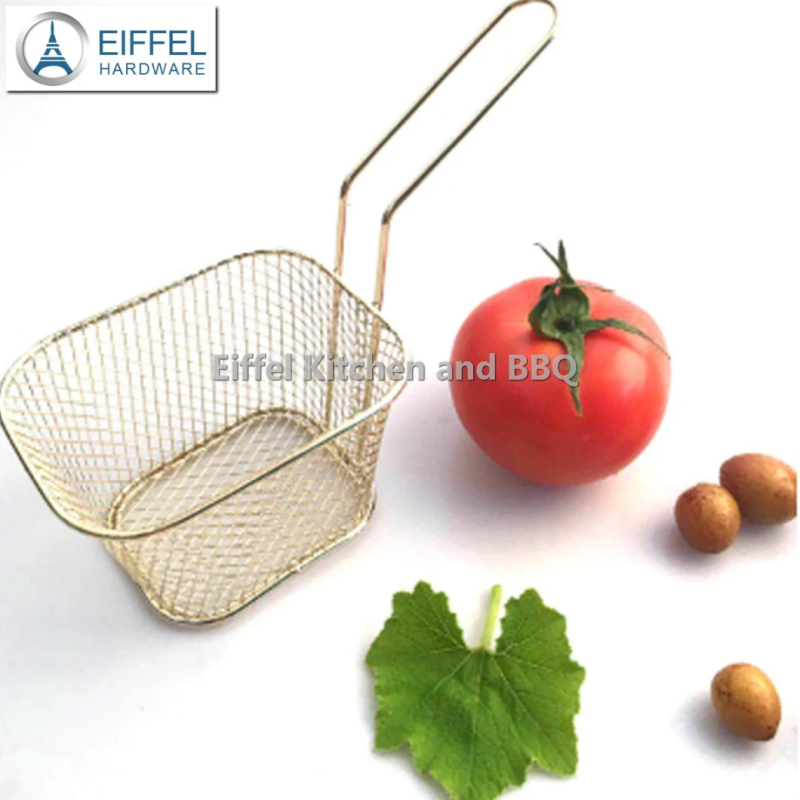 Rts Square Small Fry Basket Mesh Grid Frying Basket Food Grade Stainless Steel French Fry Basket (co