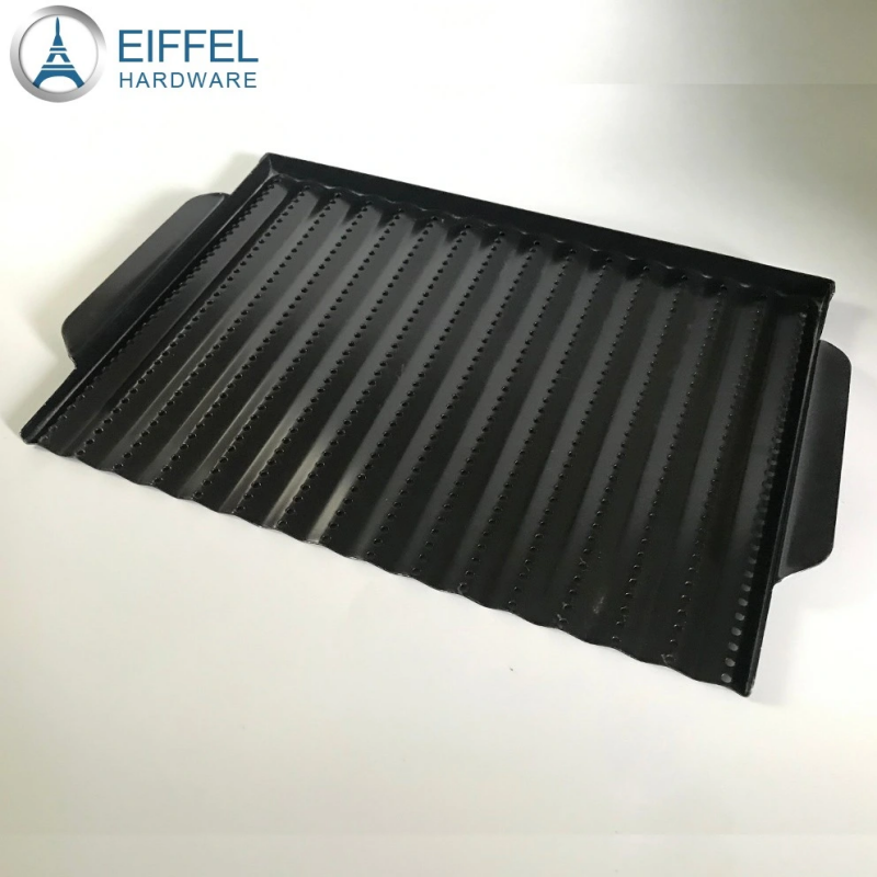 Factory Direct Sale High Quality Rectangle Grill Plate with Wave Design-EHBW0IR10032