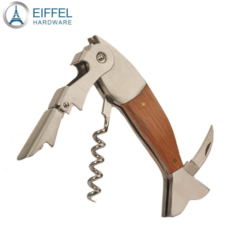 Fish Shape High Quality Two Step Corkscrew with Wood Handle-EBO03WD0068