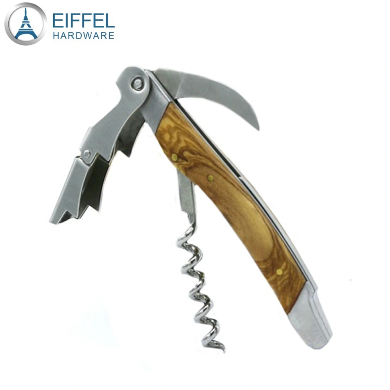 High Quality 3in One Red Wine Opener Waiter′s Corkscrew with Olivetree Handle-EBO03WD0065