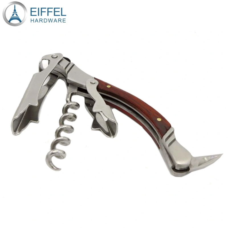 Multifunctional Manual Wood Handle Steel Wine Opener Corkscrew-EBO03WD0062