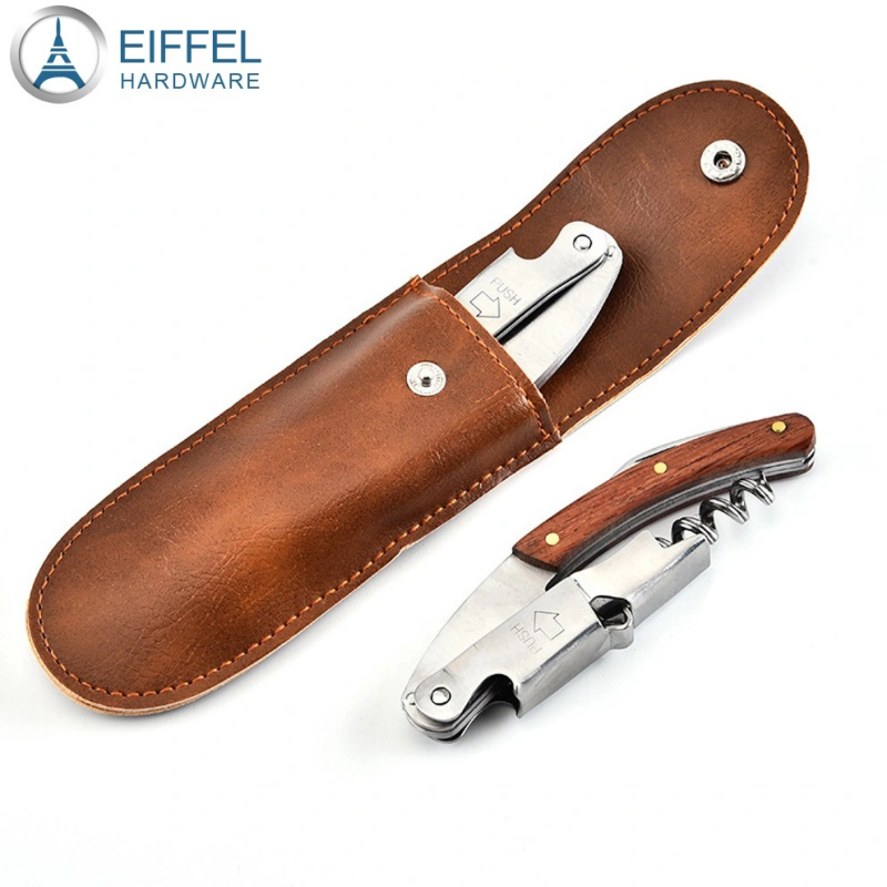 Two Step Waiter′ S Corkscrew in Leather Pouch-EBO3WD0052