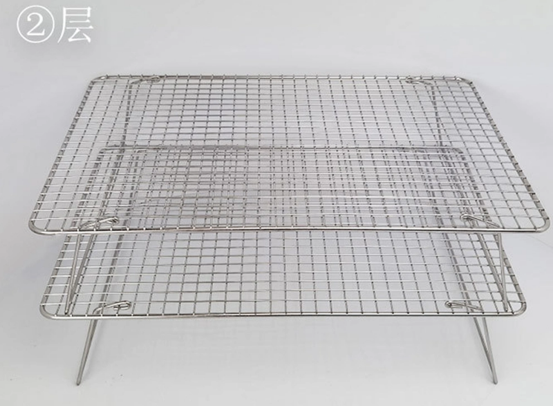 304 Food Grade Stainless Steel 3 Layer Foldable Bakery Cookie Cake Bread Baking Cooling Wire Rack Ba