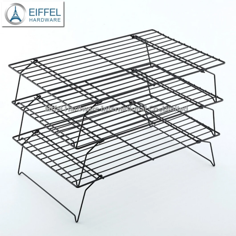 Non-Stick Coating 3 Layer Foldable Bakery Cookie Cake Bread Baking Cooling Wire Rack Baking Tool-ECR