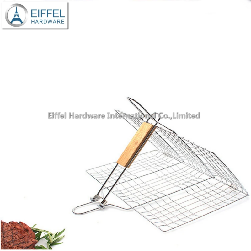 Folding Handle Stainless Steel BBQ Grilling Basket Grill BBQ Grill-EBBQ01SS0016