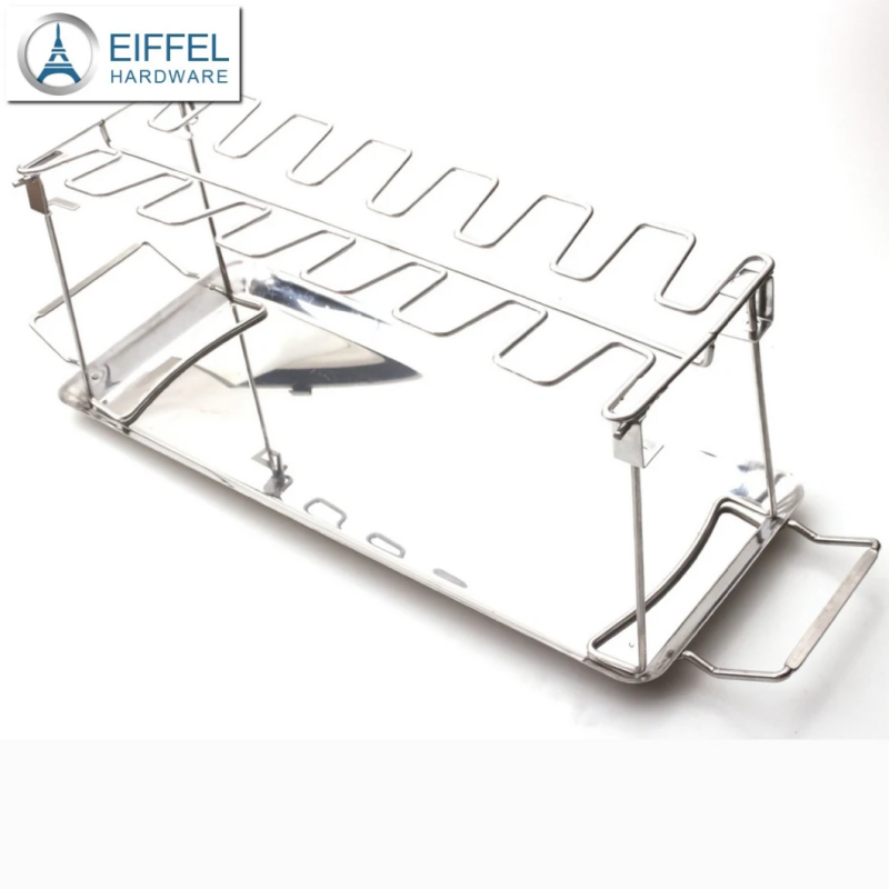 Rts Chicken Leg Wing Grill Rack Stainless Steel Roaster Stand with Drip Pan-EHBR02SS0039