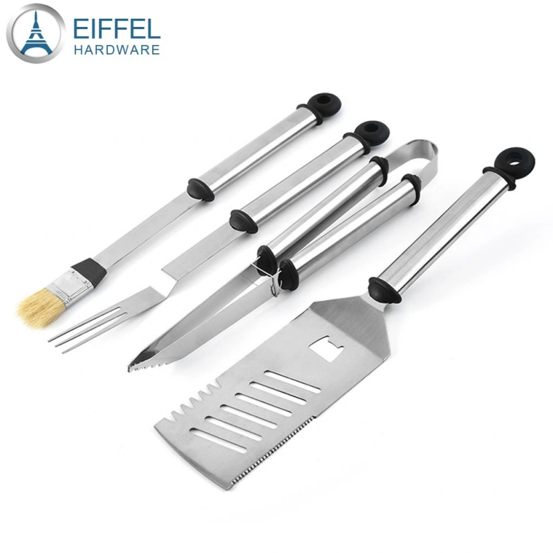 4PCS BBQ Utensils, Premium Stainless Steel BBQ Accessories, Portable BBQ Kit with Bag for Camping (4